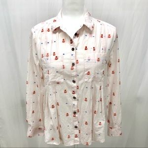 MAEVE Anthropologie Miette TeePee Embroidered Top